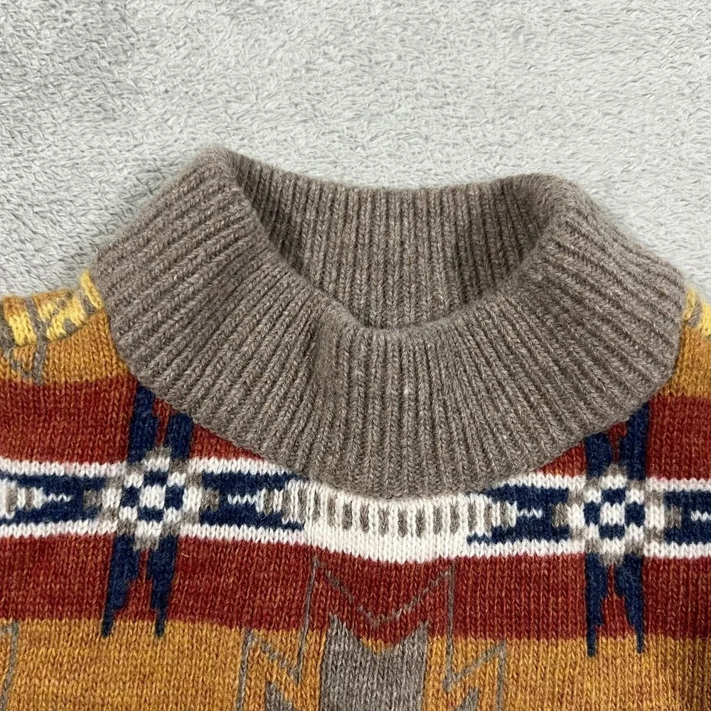 Faherty Sweater Womens XXS Doug Good Feather Southwestern Crew Neck Wool Nylon